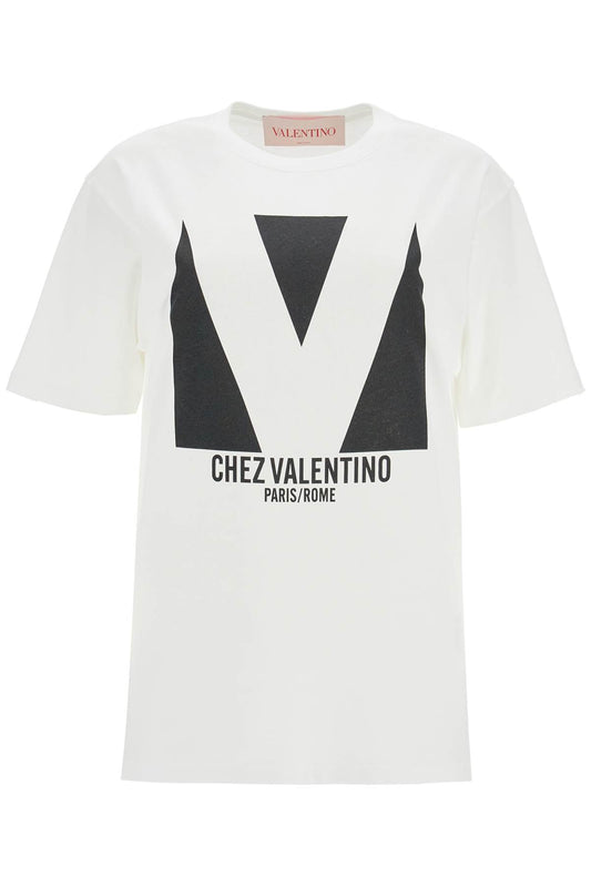 "chez Valentino Printed T  - White