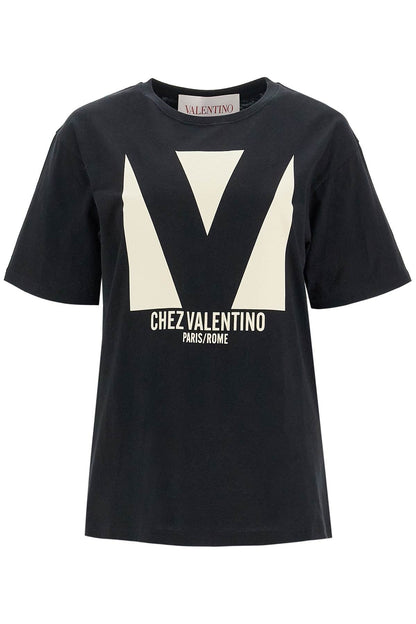 'chez Valentino Printed T  - Black