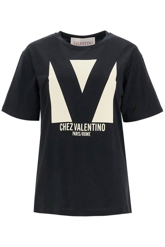 'chez Valentino Printed T  - Black