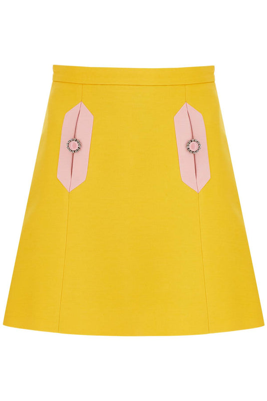 Wool And Silk Mini Skirt  - Yellow