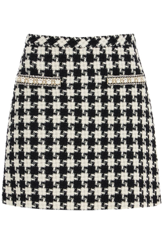 Embroidered Damier Light Tweed  - White