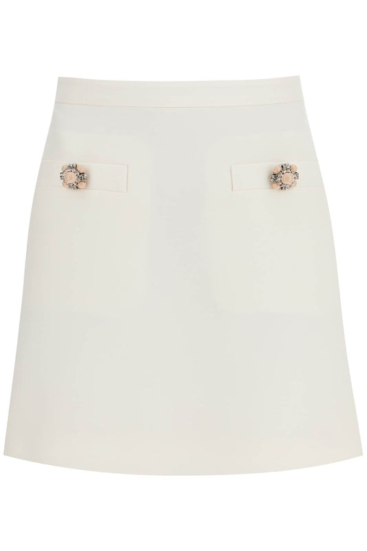 Short Crepe Couture Skirt  - White