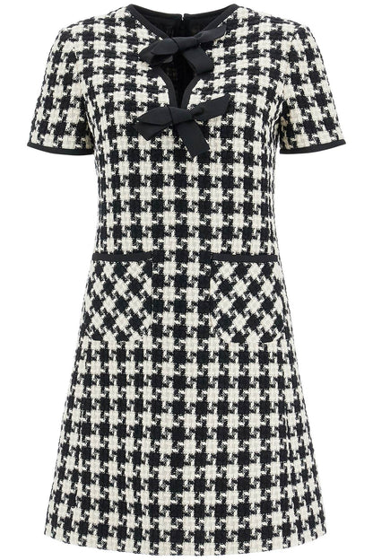 Mini Dress In Damier Light Tweed  - White