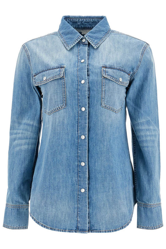 'vintage Wash Denim Shirt'  - Blue