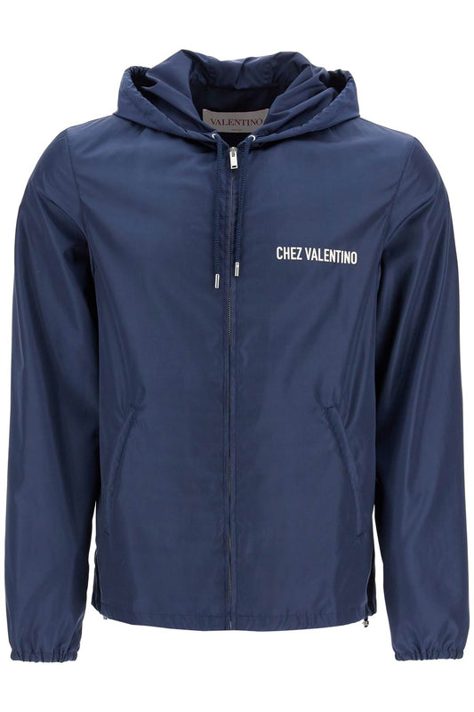 Windbreaker Jacket With Hood From Valentino's  - Blue