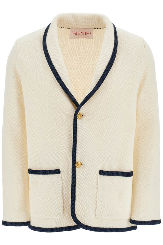 Men's Cotton And Wool Jacket In Butter Color With Shawl Collar  - Beige