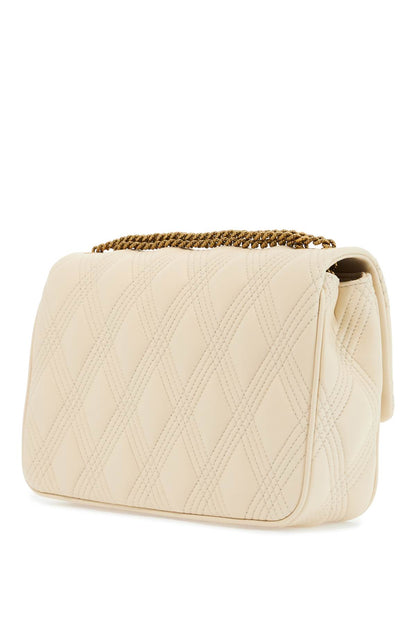 Quilted Shoulder Bag Butter White With Golden Chain  - White