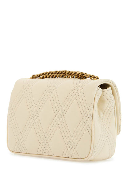 Small Shoulder Bag In Leather With Golden Chain Butter White  - White