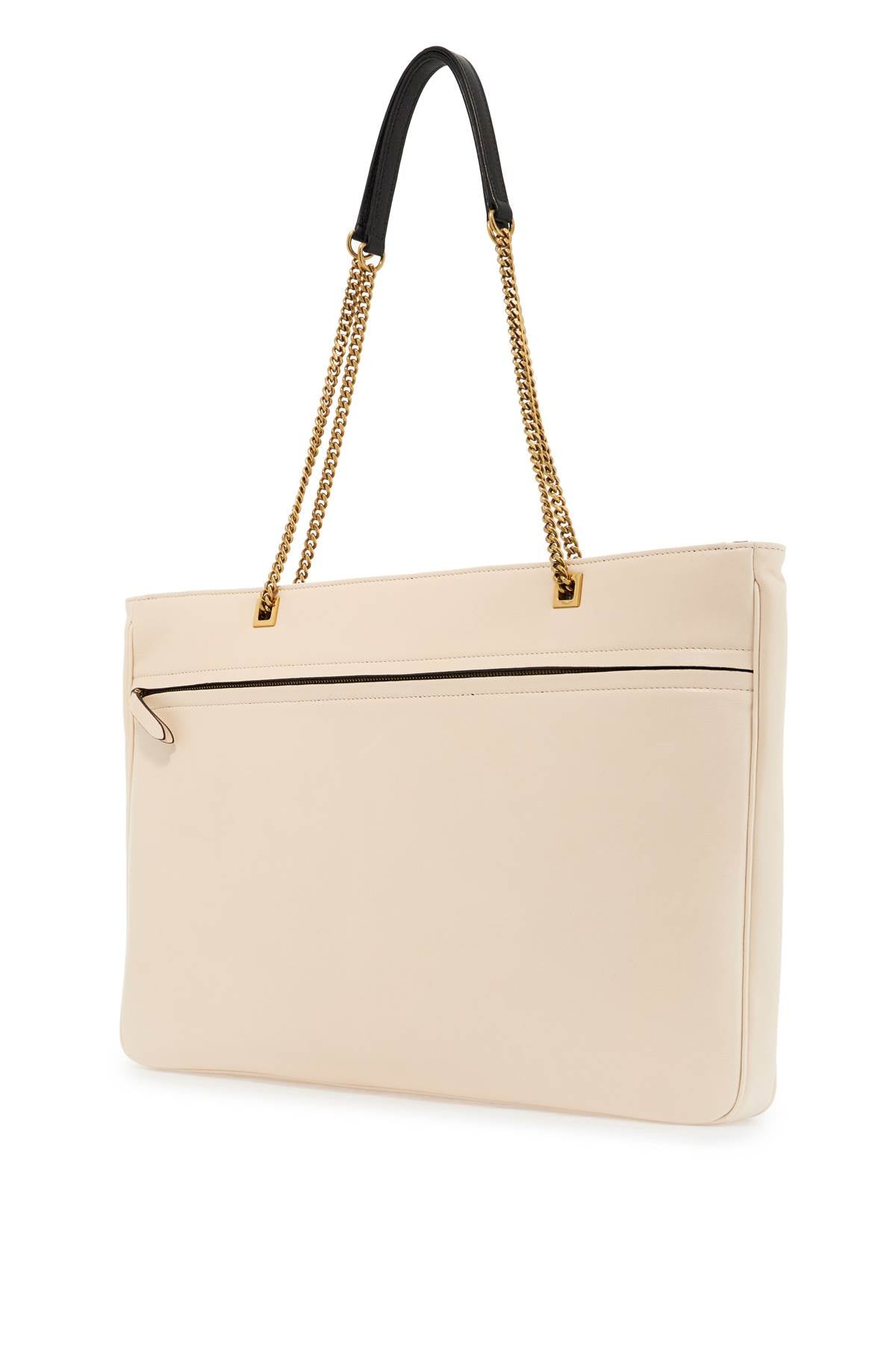 Large White Chain Tote Bag  - White