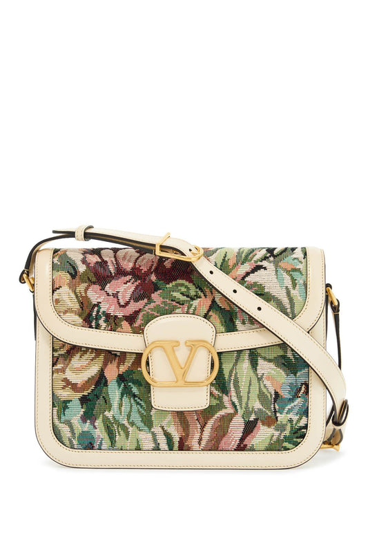 Multicolored Floral Shoulder Bag In Butter White Leather  - Multicolor