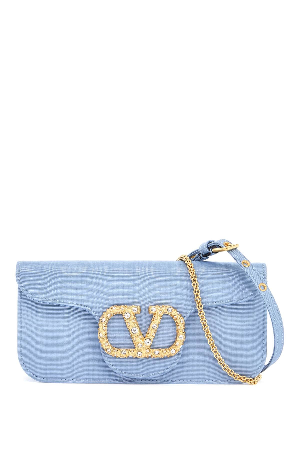 Locò Clutch In Moire Fabric  - Light Blue