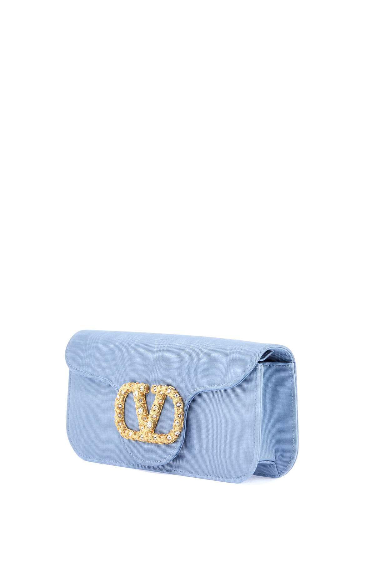 Locò Clutch In Moire Fabric  - Light Blue