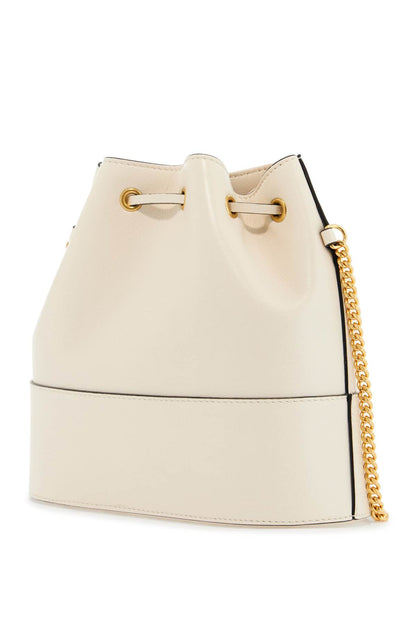 Mini Bucket Bag In Ivory Leather With Chain  - Beige