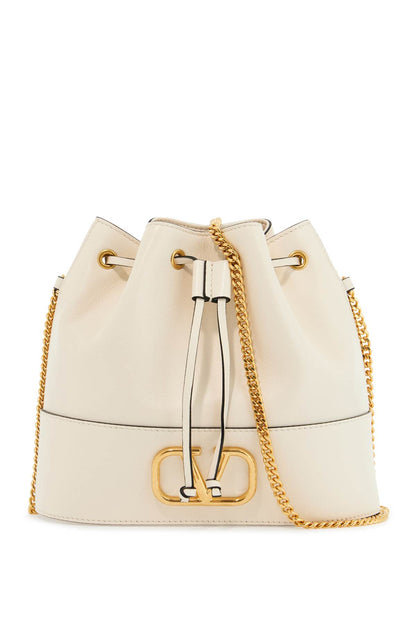 Mini Bucket Bag In Ivory Leather With Chain  - Beige