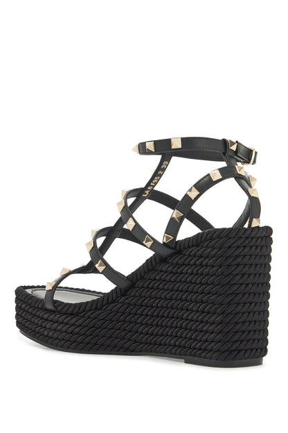 Rockstud Wedge Sand  - Black