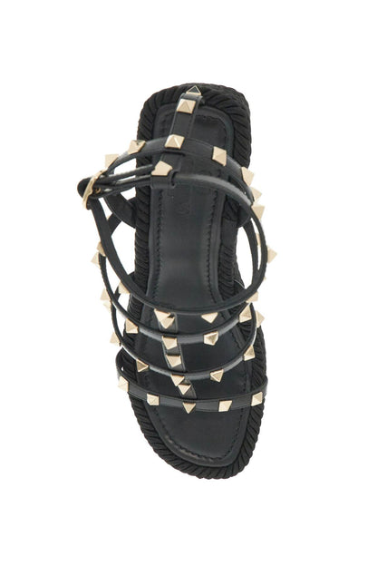 Rockstud Wedge Sand  - Black