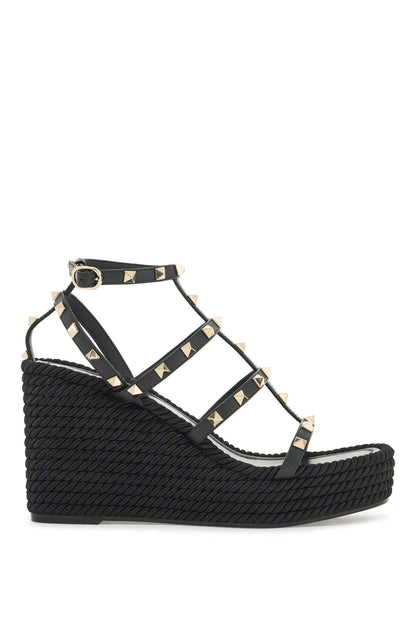 Rockstud Wedge Sand  - Black