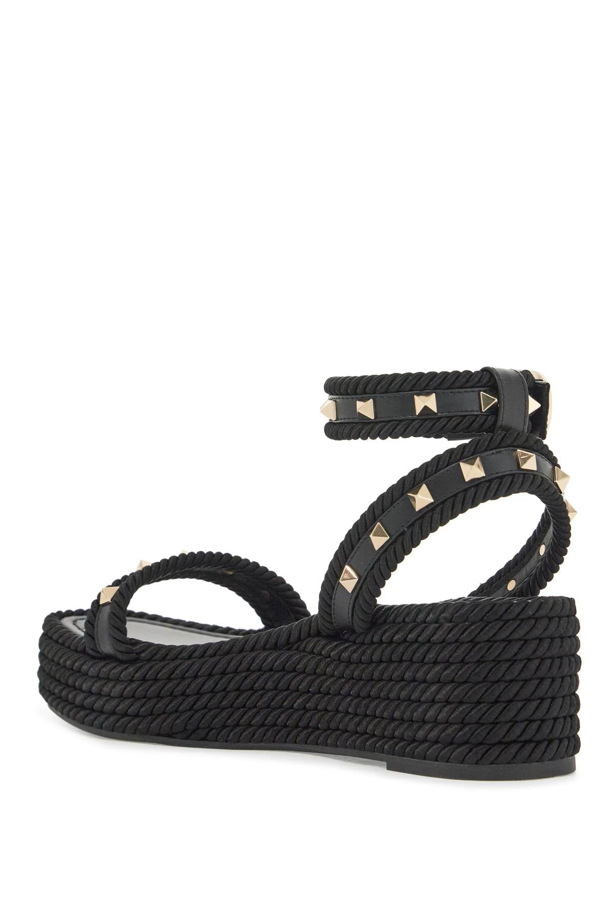 Rockstud Flatform Sand  - Black