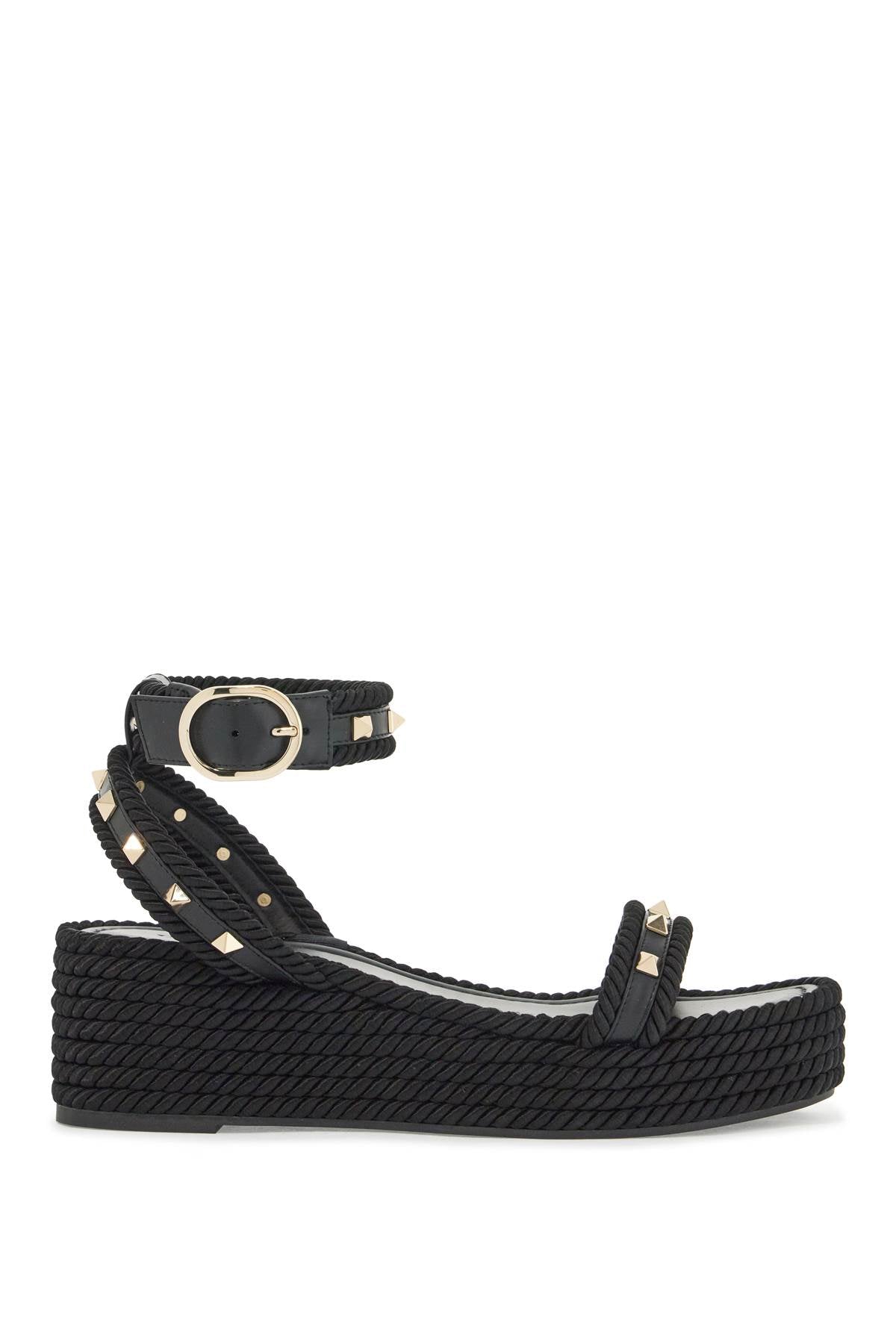 Rockstud Flatform Sand  - Black