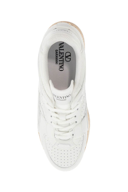 Sneaker With Cork Sole And White Leather Perforated Details  - White