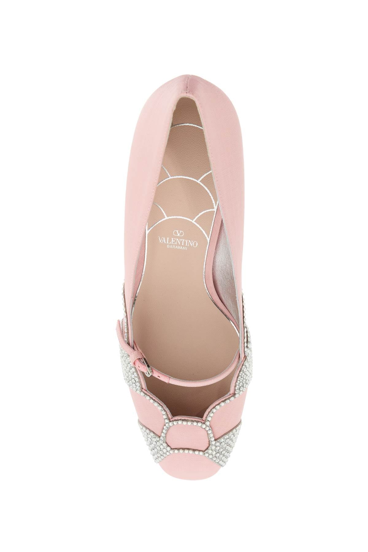 Pink Satin Pumps With Rhinestones  - Pink