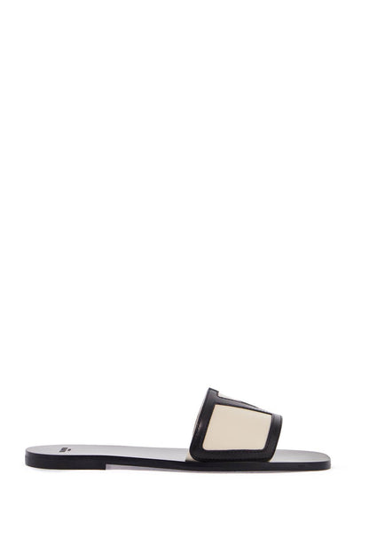 Butter White And Black Synthetic Slides With Wide Strap  - White