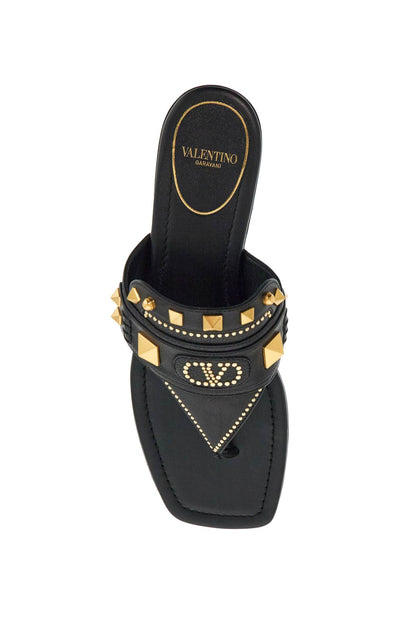 Black Buffalo Leather Studded Flip-flops  - Black