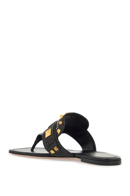 Black Buffalo Leather Studded Flip-flops  - Black