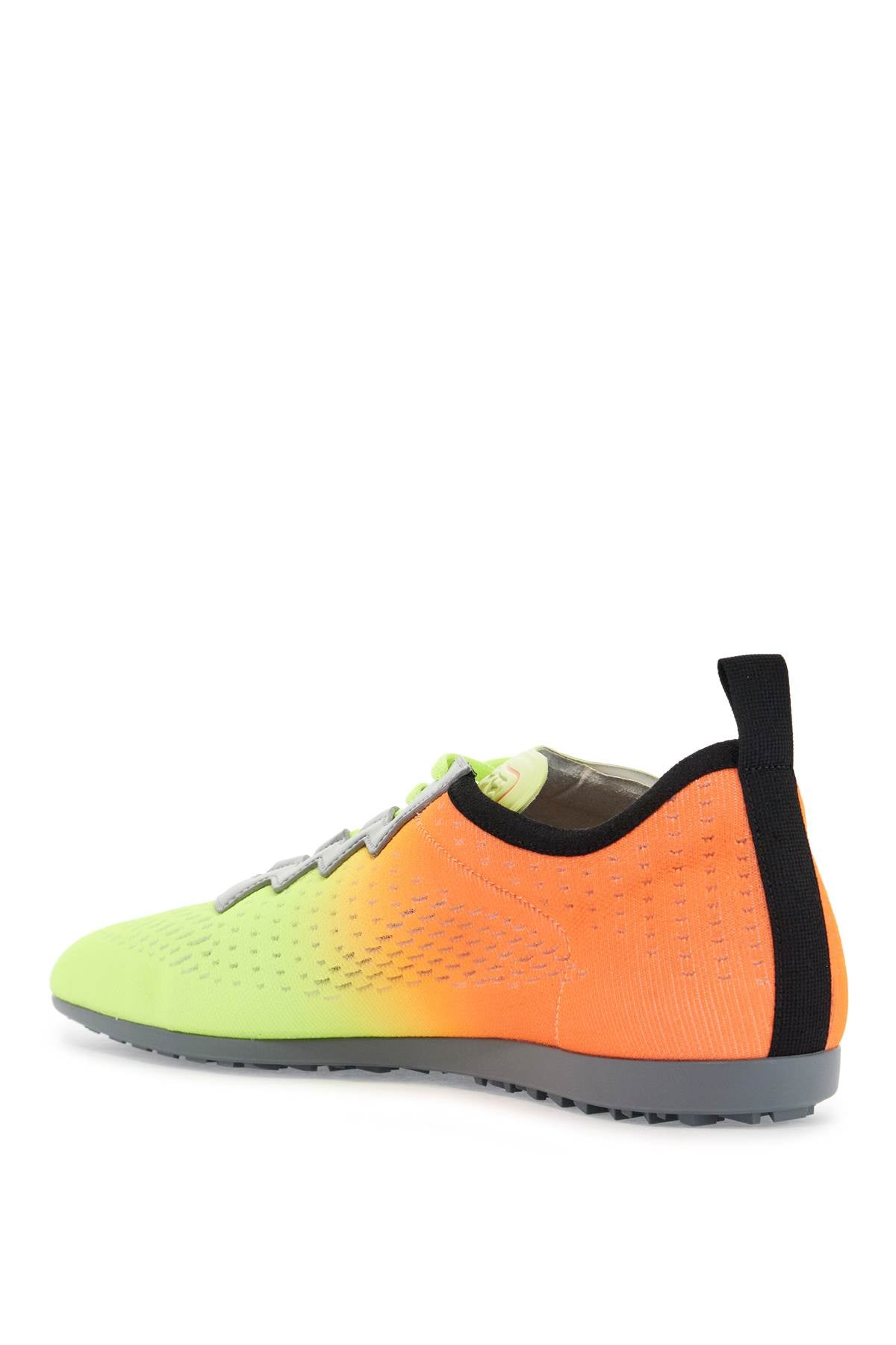 Lime Green And Fluorescent Orange Sporty Sneakers In Cotton And Pu Bold Design  - Fluo