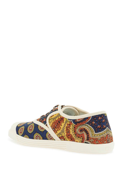 Multicolor Cotton Sneakers With Elaborate Print  - Multicolor