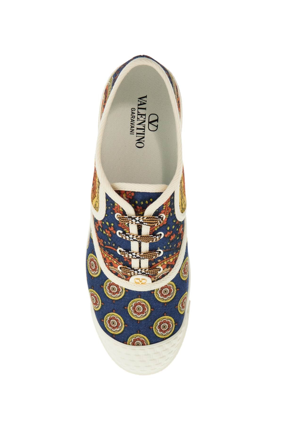 Multicolor Cotton Sneakers With Elaborate Print  - Multicolor