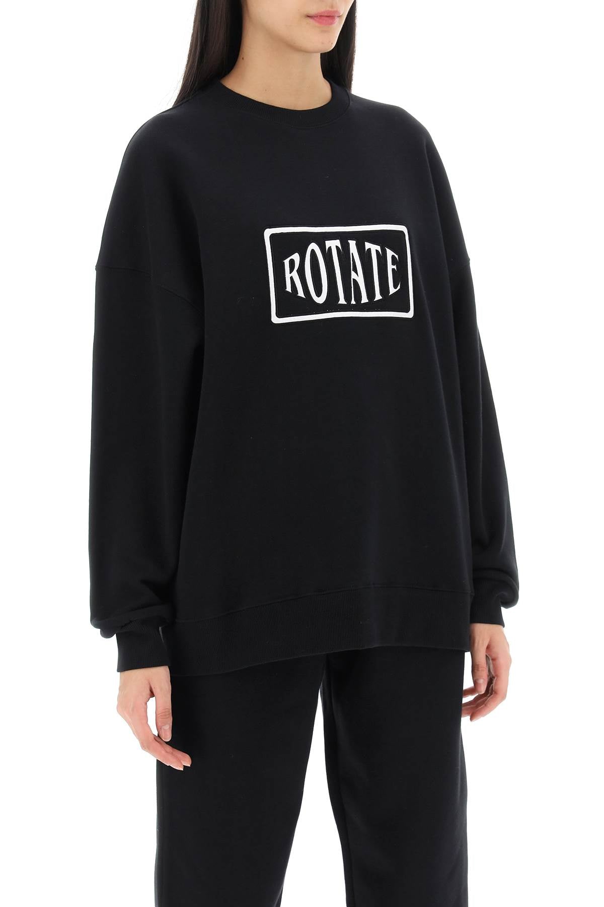 Crew-neck Sweatshirt With Logo Embroidery  - Nero