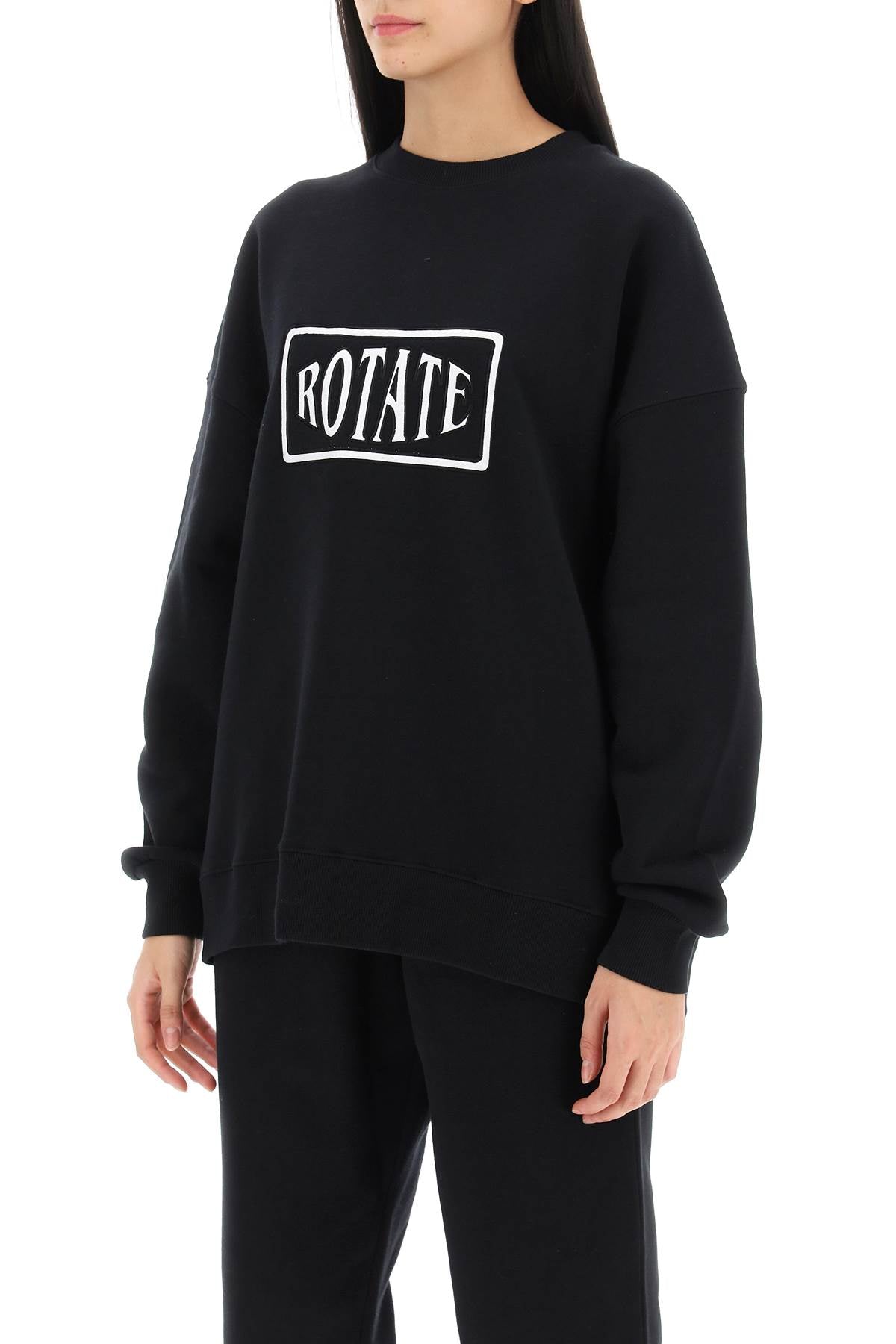 Crew-neck Sweatshirt With Logo Embroidery  - Nero