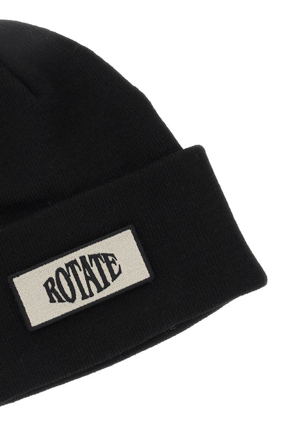 Beanie Hat With Logo Patch  - Nero