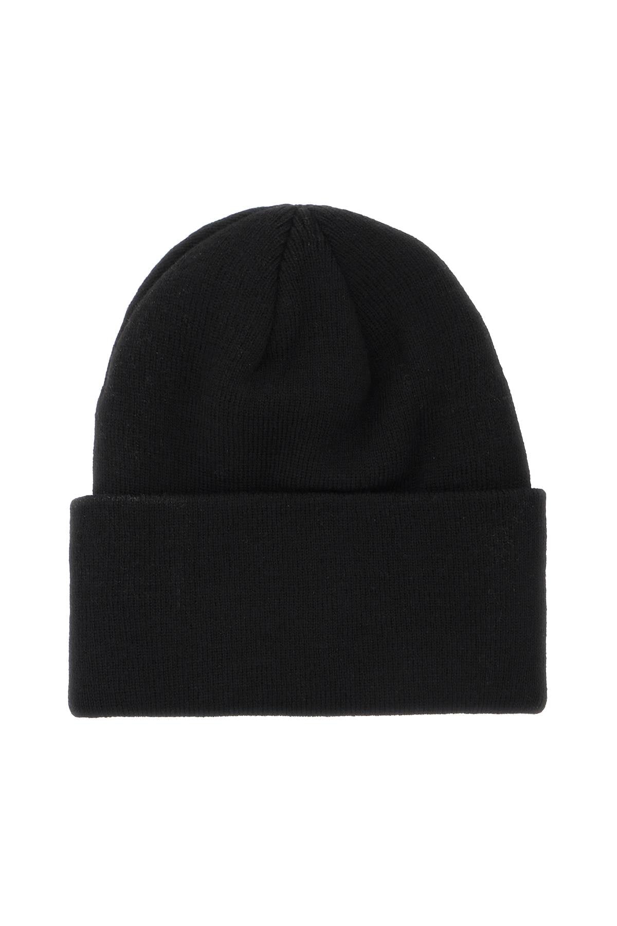 Beanie Hat With Logo Patch  - Nero