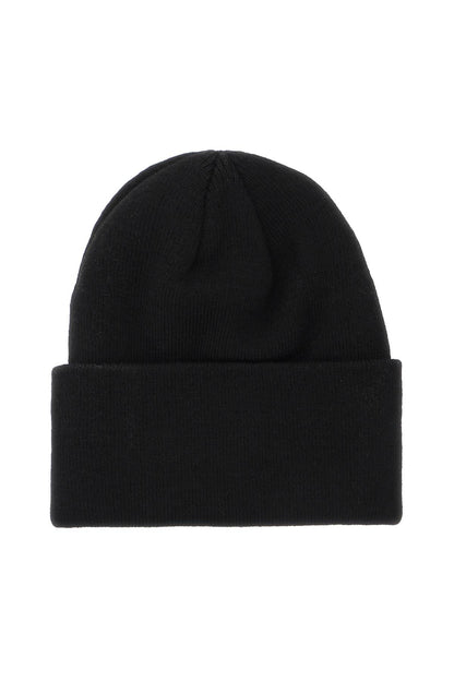 Beanie Hat With Logo Patch  - Nero