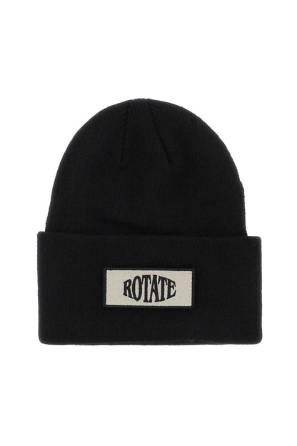 Beanie Hat With Logo Patch  - Nero