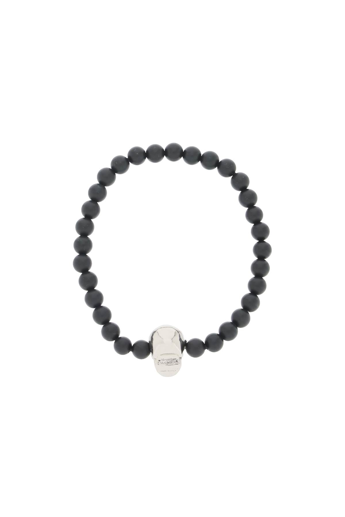 Skull Bracelet With Pearls  - Black