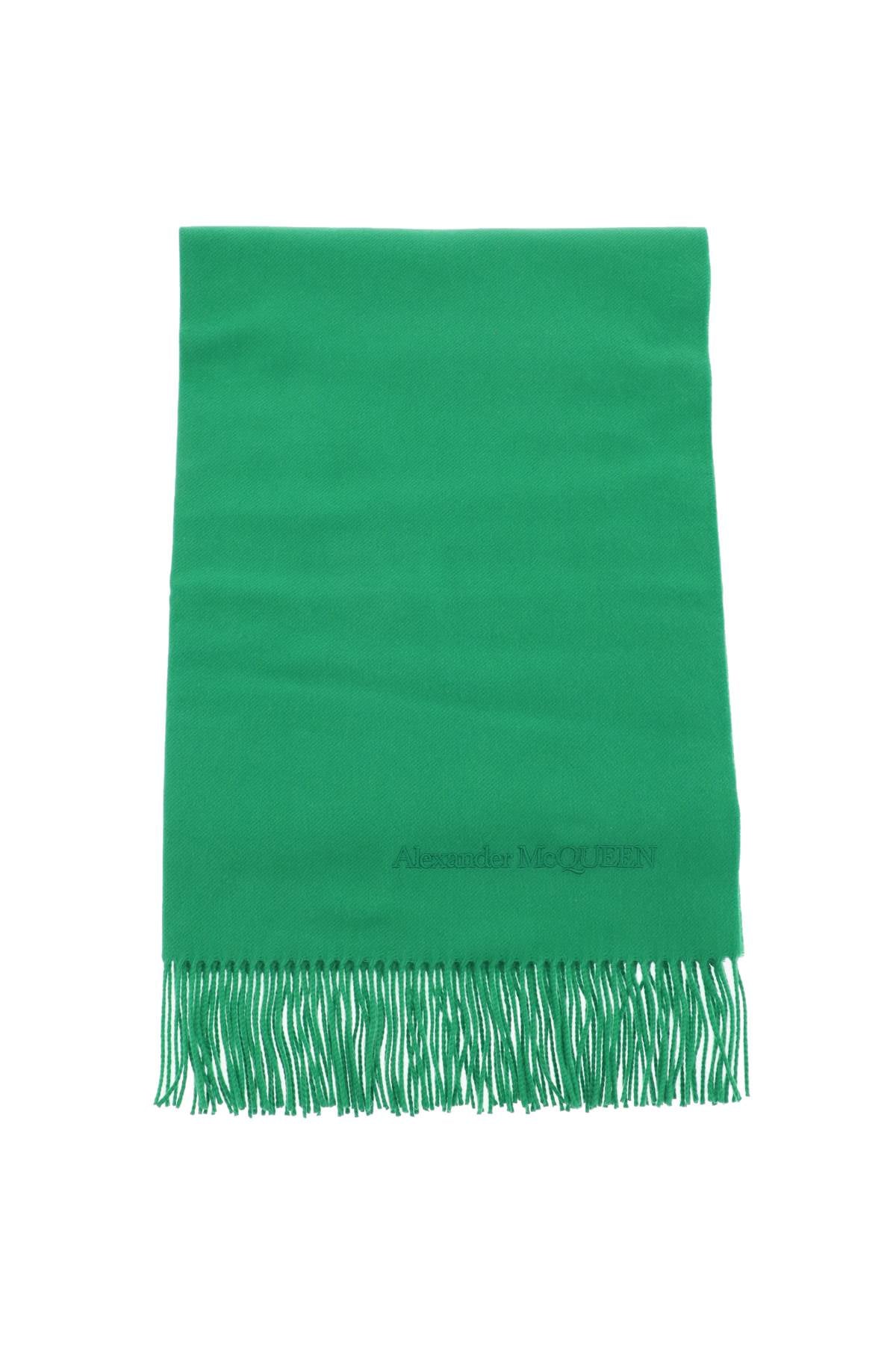 Cashmere Scarf With Embroidery  - Green