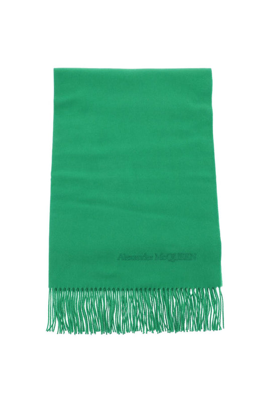 Cashmere Scarf With Embroidery  - Green