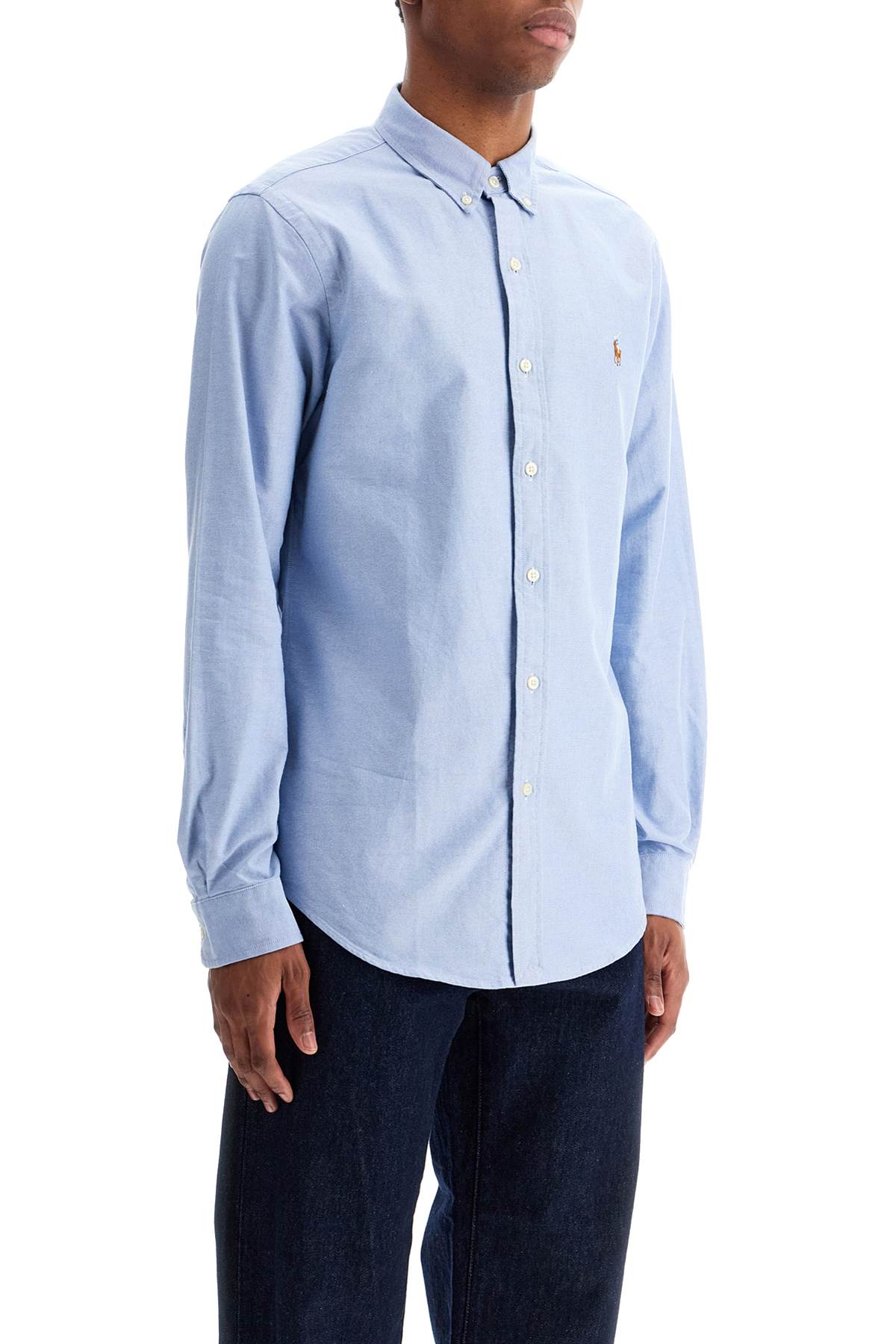 Slim Fit Shirt In Oxford Cotton  - Light Blue