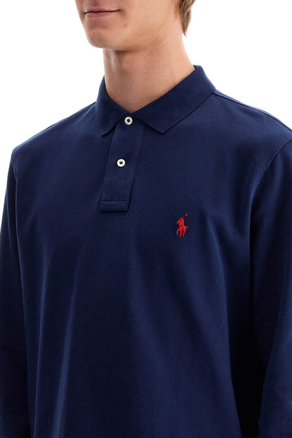 Long-sleeved Polo Shirt  - Blue