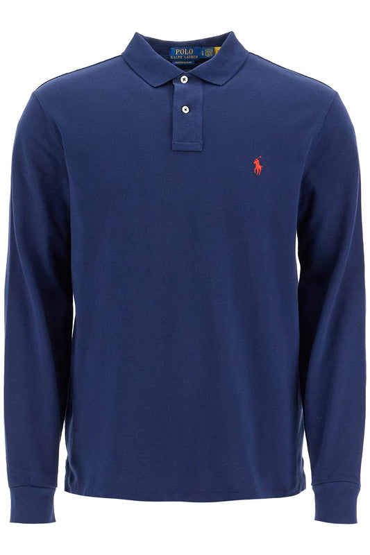 Long-sleeved Polo Shirt  - Blue