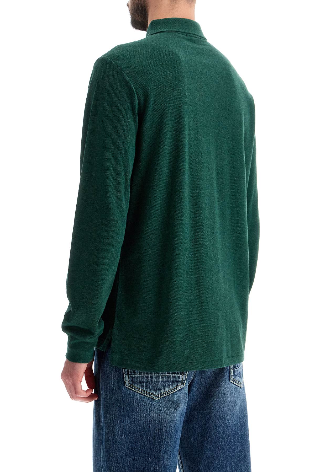 Custom Slim Fit Long Sleeve Polo Shirt  - Green