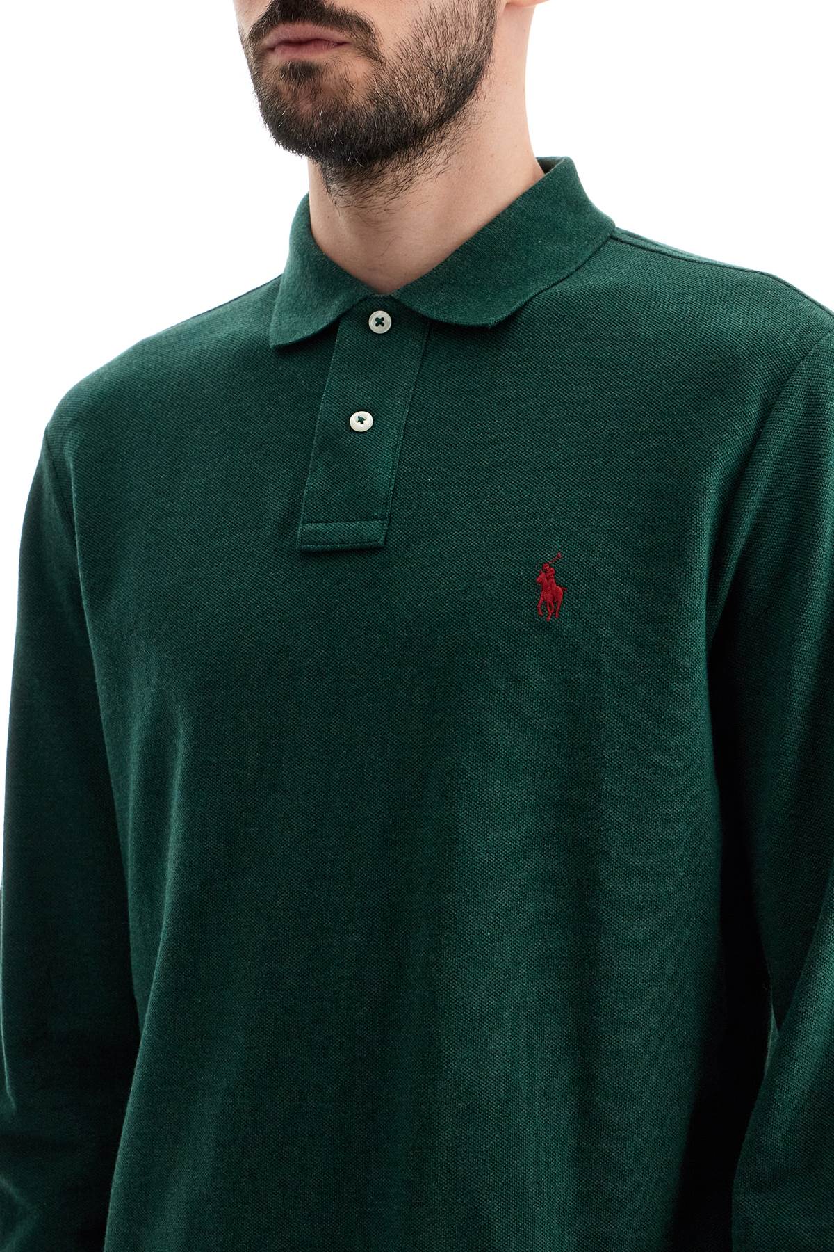 Custom Slim Fit Long Sleeve Polo Shirt  - Green