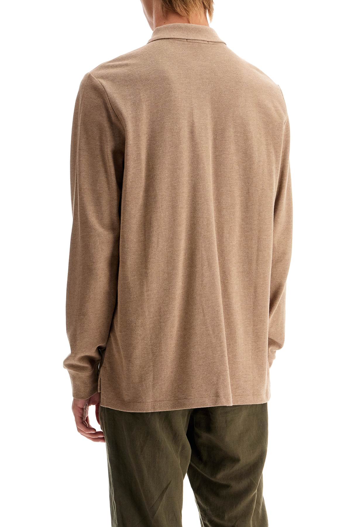 Long-sleeved Polo Shirt  - Brown