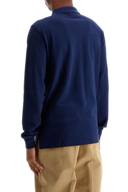 Slim Fit Long Sleeve Polo Shirt  - Blue