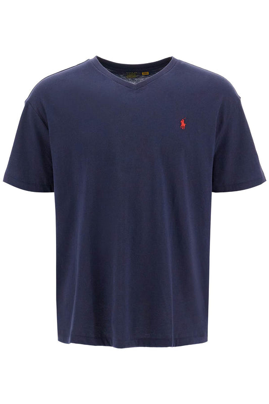 Classic Fit V-neck T-shirt  - Blue