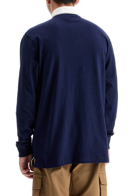 Long-sleeved Polo Shirt  - Blue