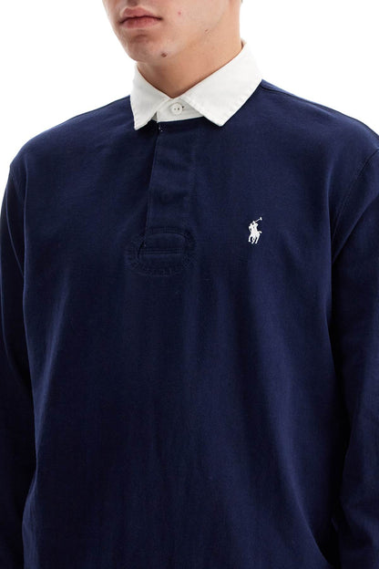 Long-sleeved Polo Shirt  - Blue